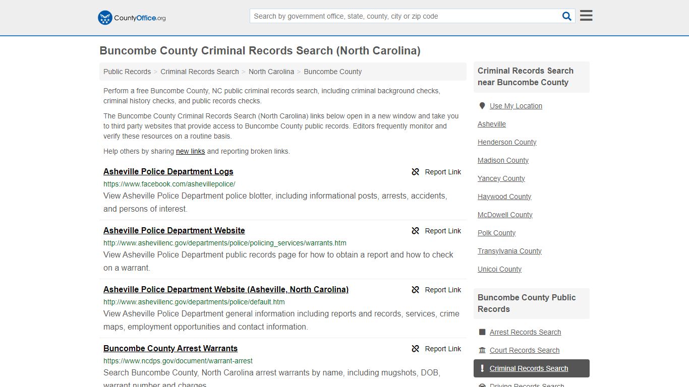 Buncombe County Criminal Records Search (North Carolina) - County Office